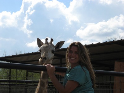 Dr. Willis and 7 month old giraffe